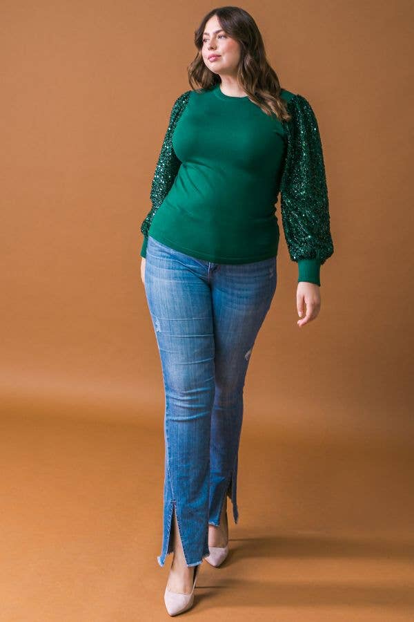 A solid knit sweater top - ISW5161-P