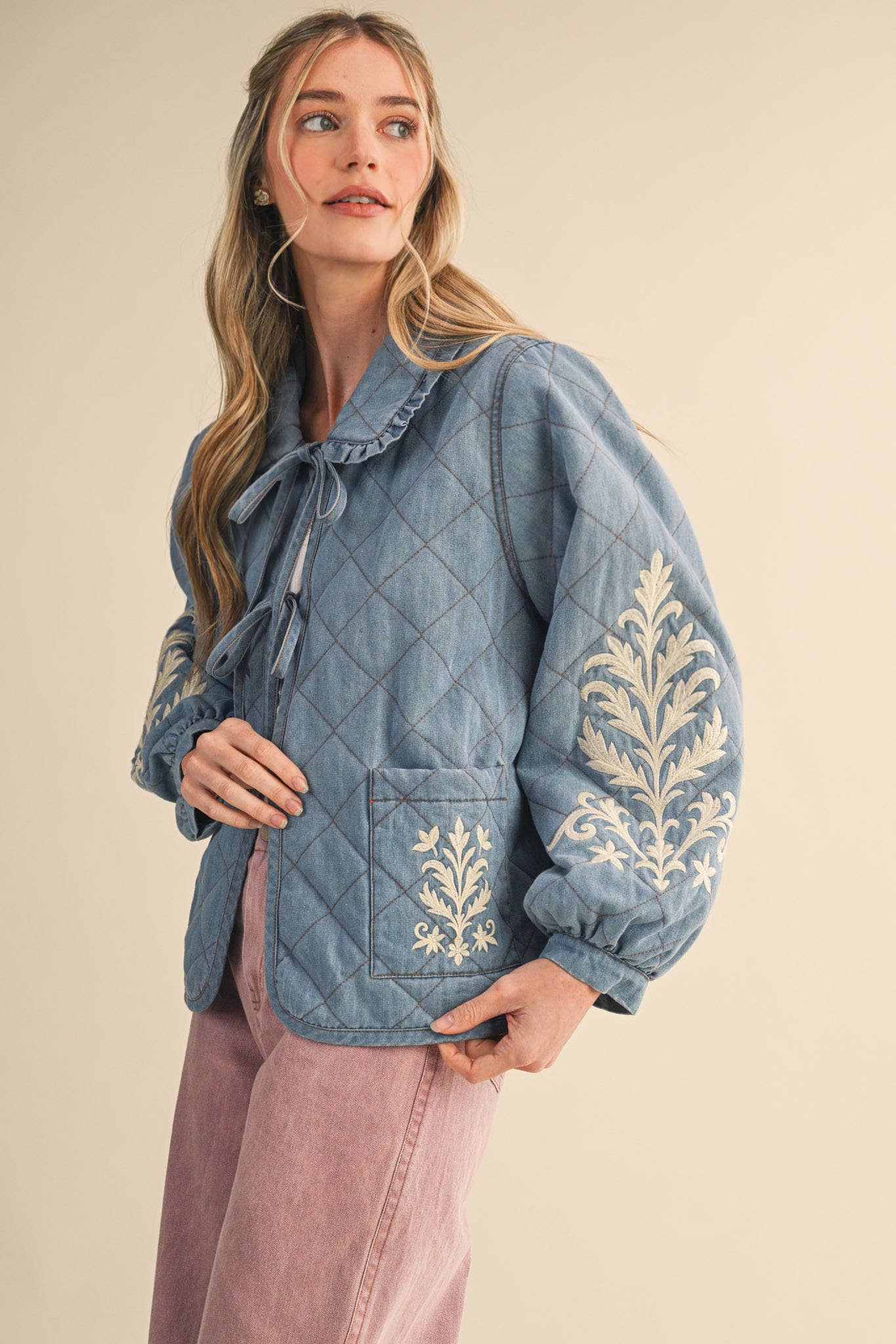 QUILTED JACKET WITH EMBROIDERY