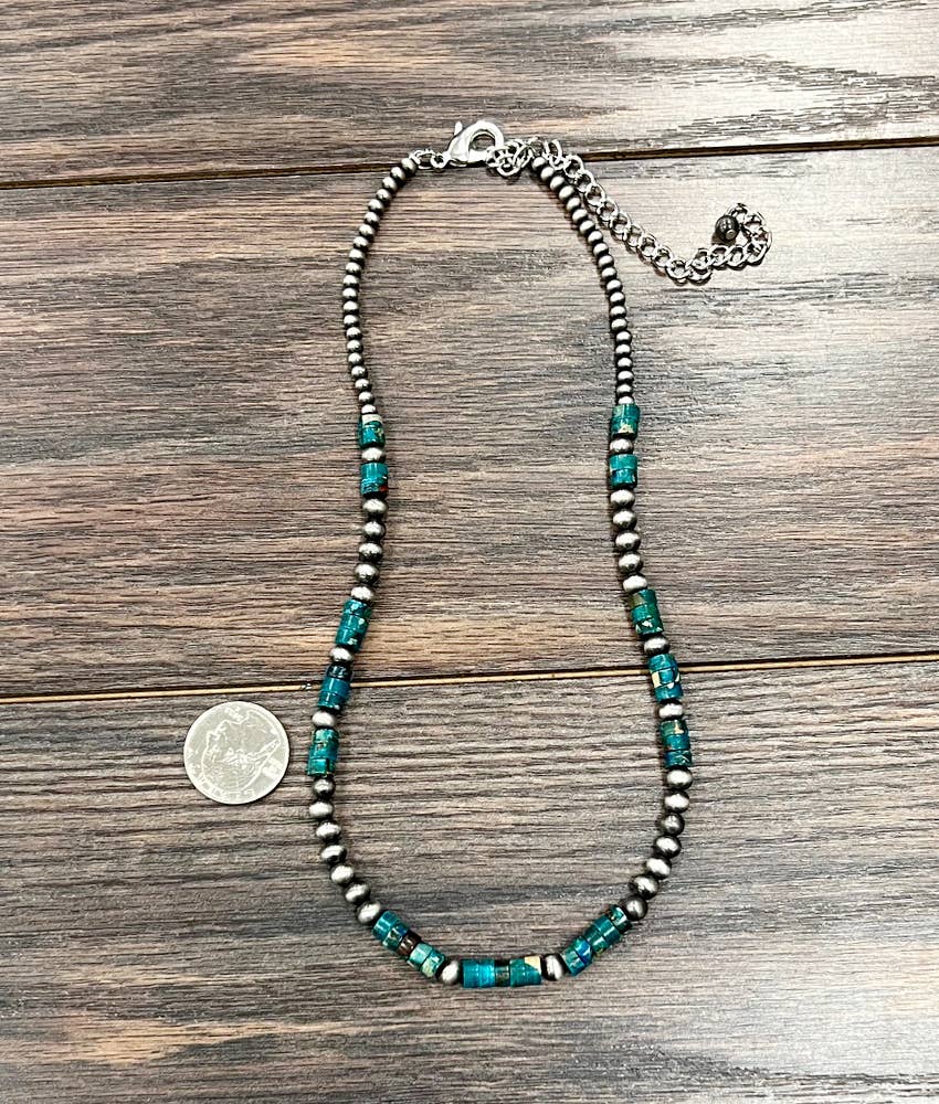 739213, Handmade 18" Navajo 6mm Gemstone Necklace