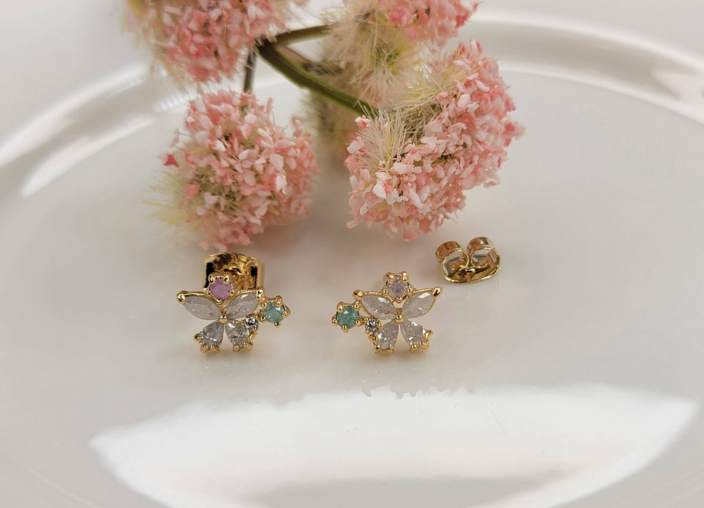 White Butterfly Post Earring