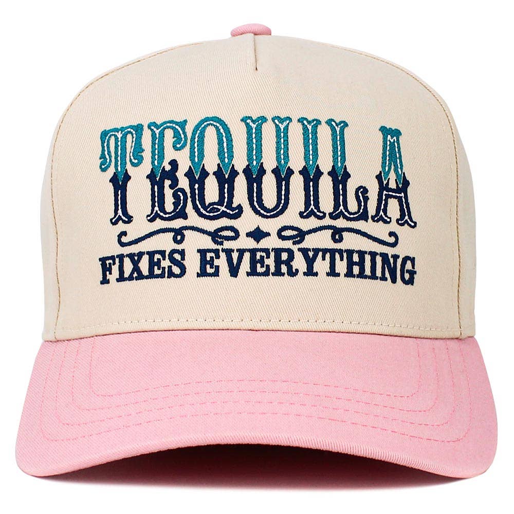 Tequila Fixed Everything Message Embroidered Snapback Baseball Cap