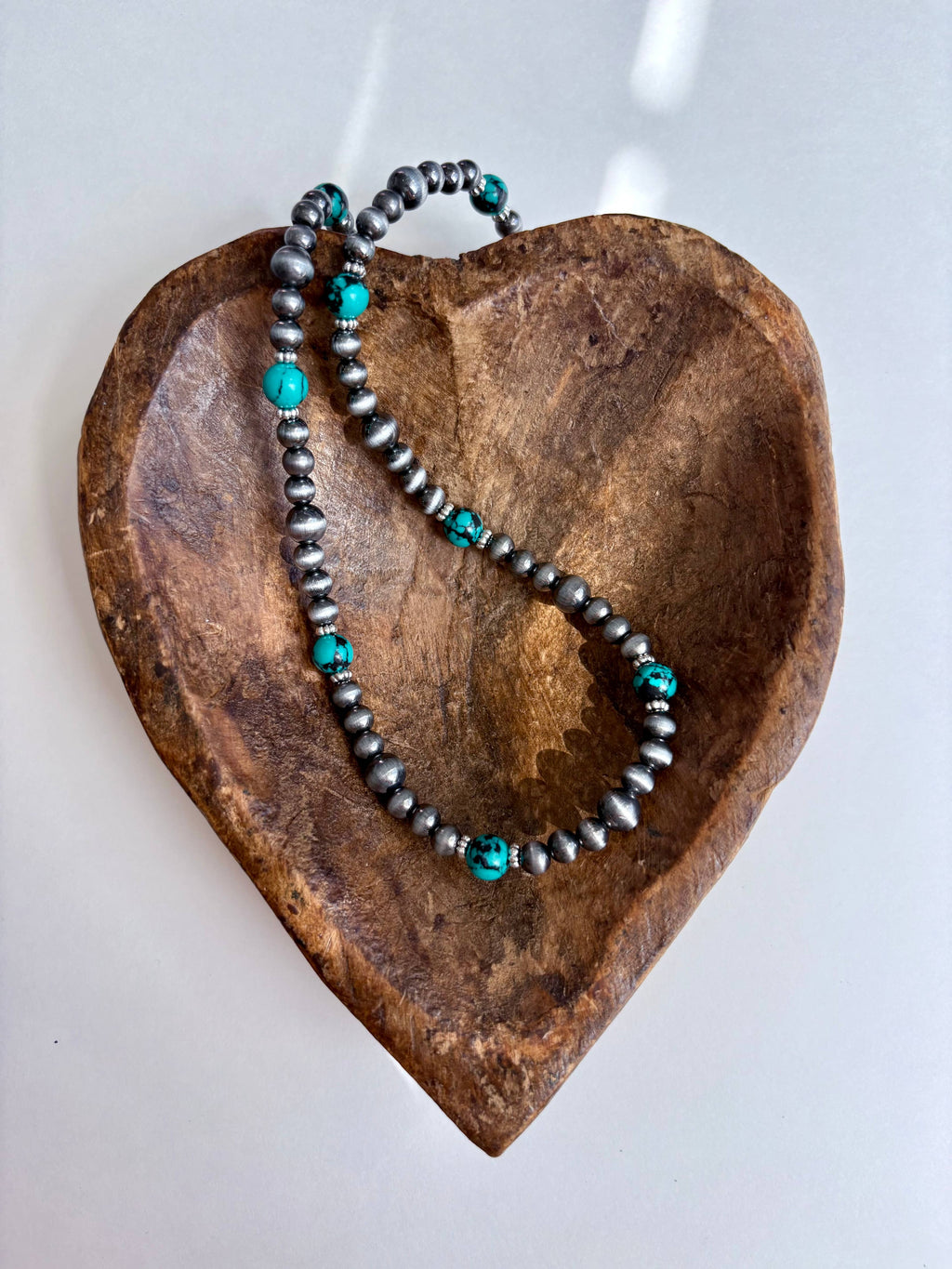 Western Navajo Pearl & Turquoise Stone Bead Necklace