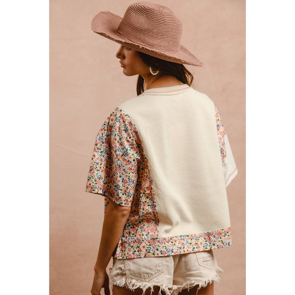 THERMAL AND GAUZE WITH FLORAL MIX AND MATCH TOP