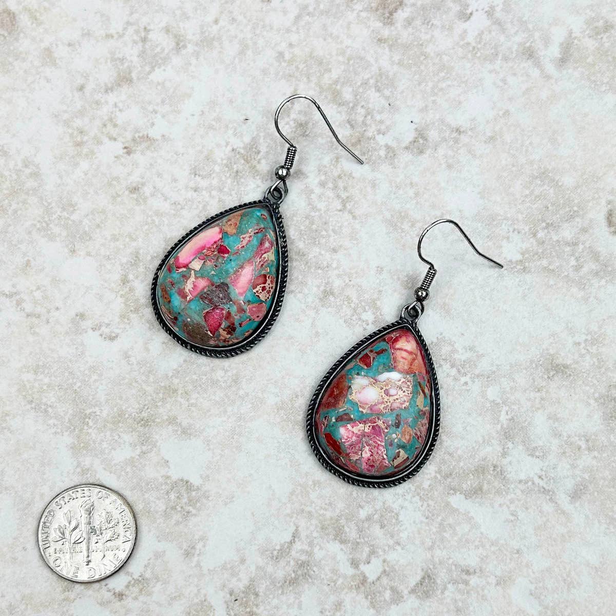Oyster copper turquoise teardrop Earrings
