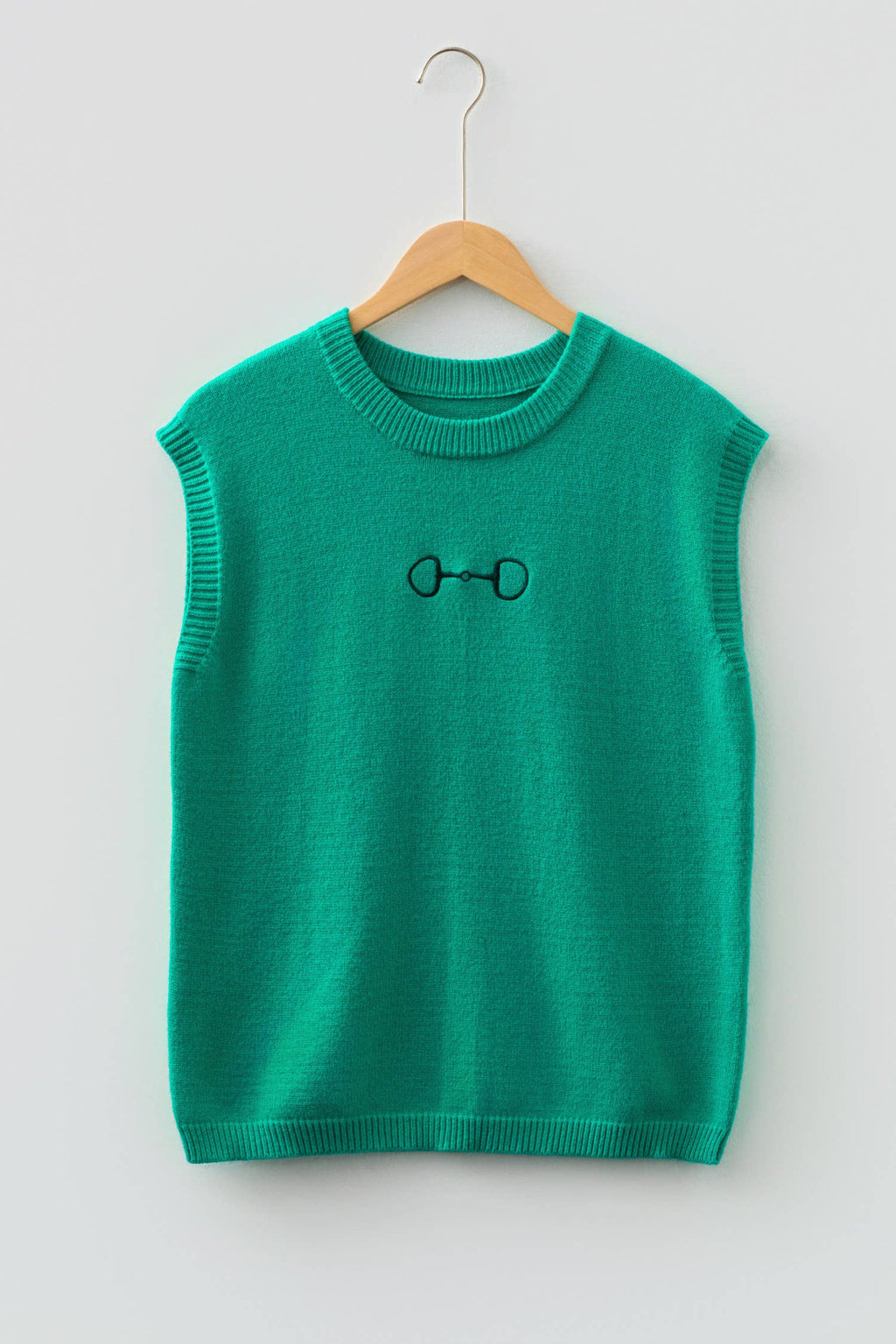 Horse Bit Embroidered Loose Short Sleeve Sweater