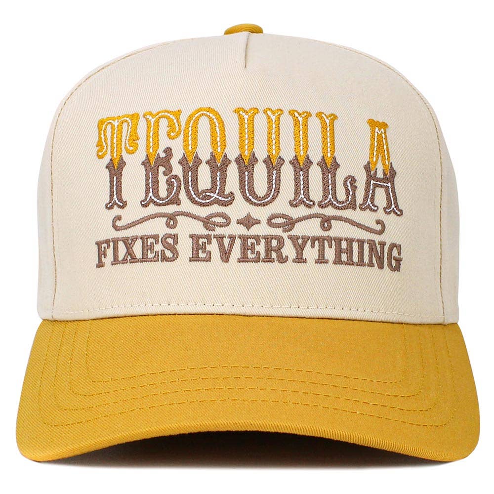 Tequila Fixed Everything Message Embroidered Snapback Baseball Cap