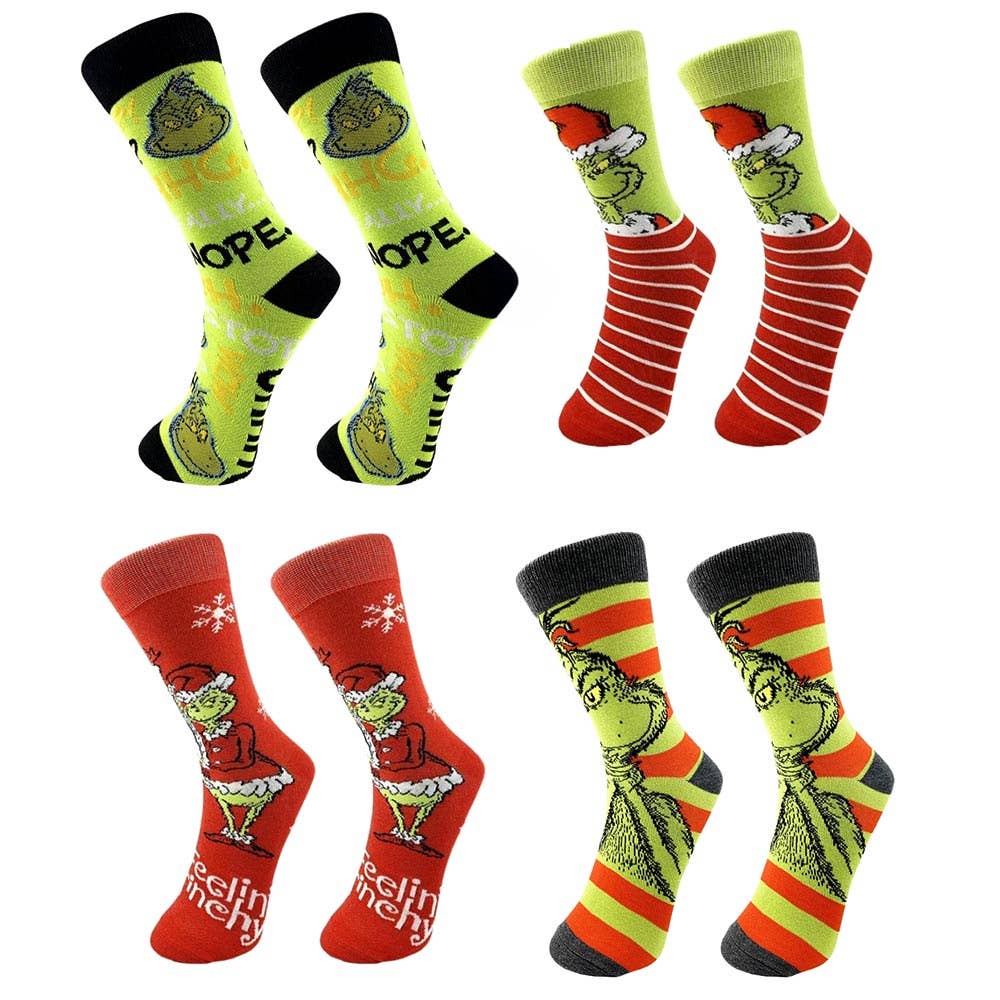 Holiday Grinch Character Printed Christmas Gift Socks