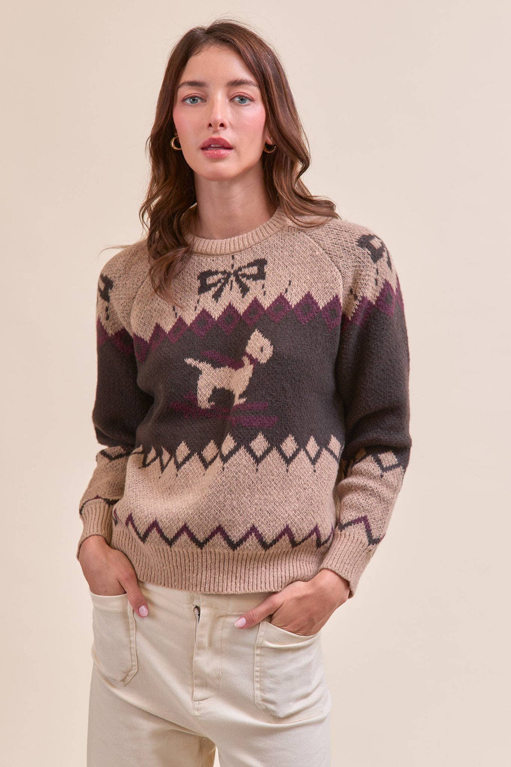 DOG MOTIF SWEATER PULLOVER