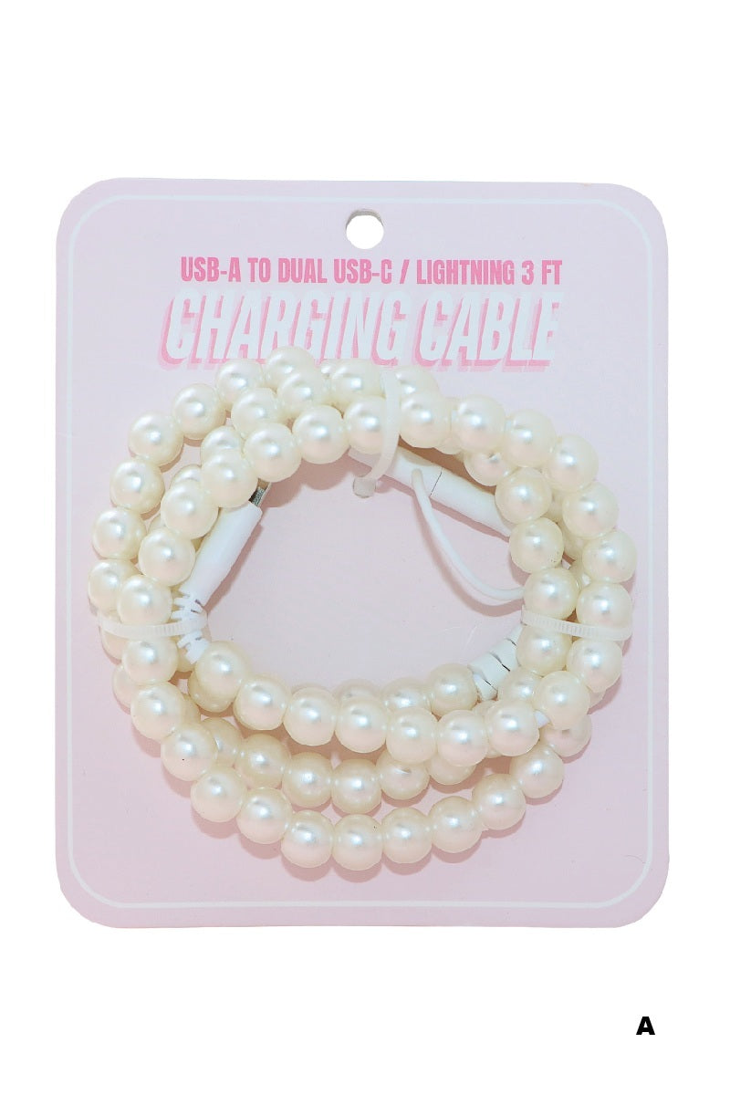 BEADED DUAL USB FAST CHARGING CABLE - UNIVERSAL