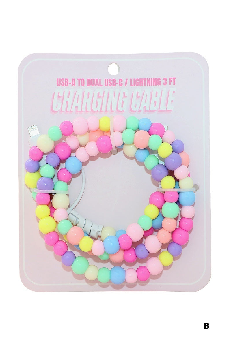 BEADED DUAL USB FAST CHARGING CABLE - UNIVERSAL