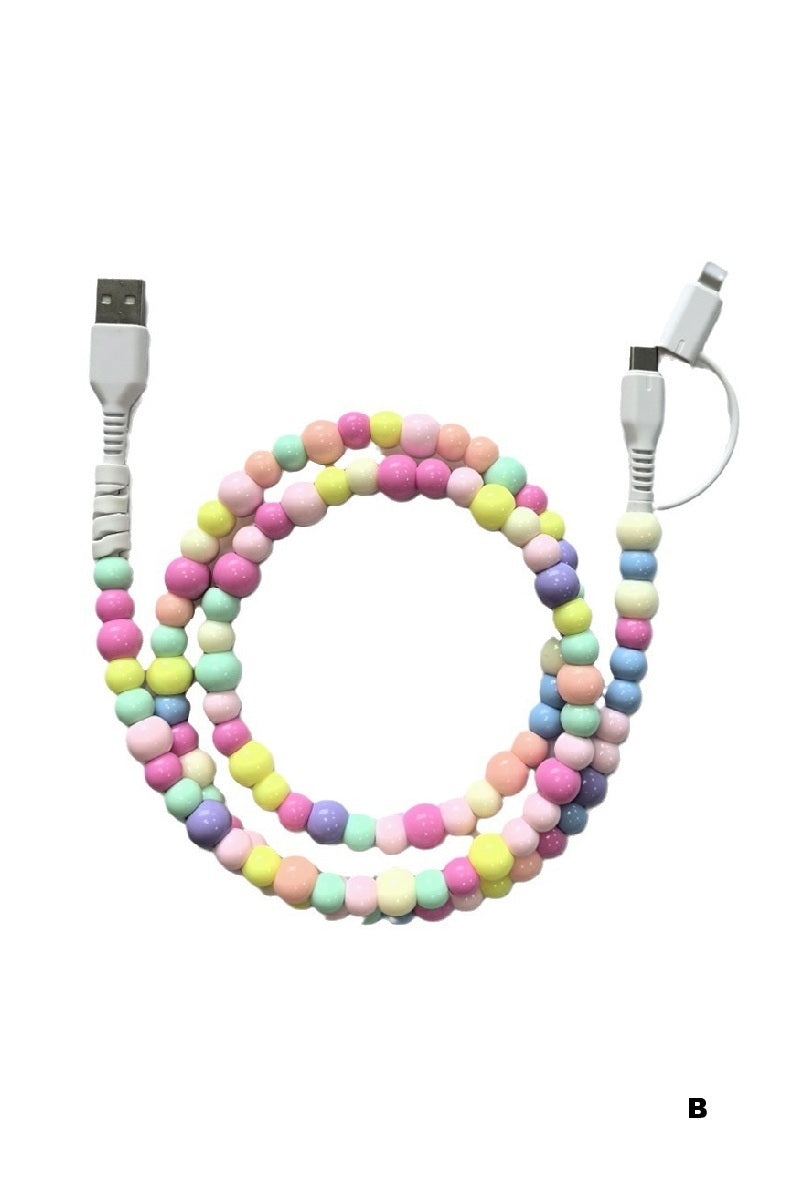 BEADED DUAL USB FAST CHARGING CABLE - UNIVERSAL