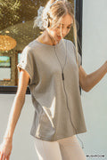 Zenana Cuffed Sleeve Muscle Tee