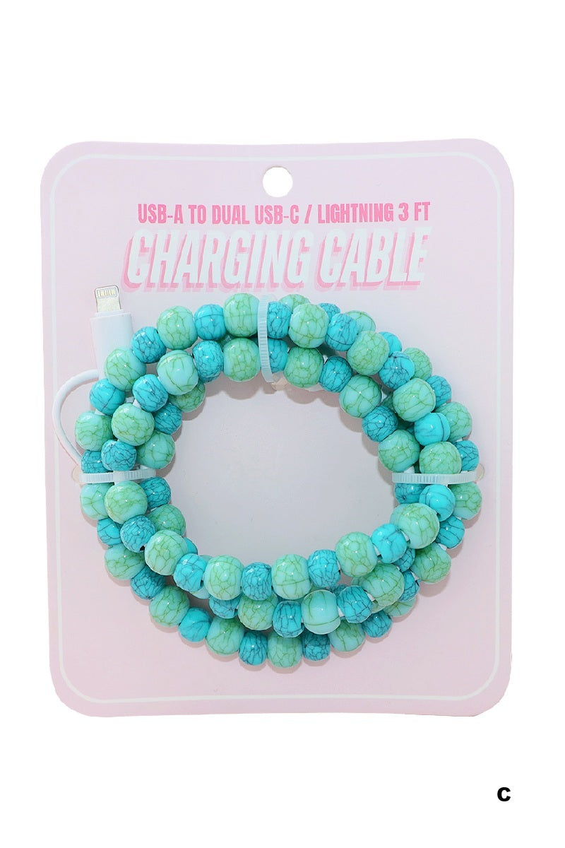 BEADED DUAL USB FAST CHARGING CABLE - UNIVERSAL
