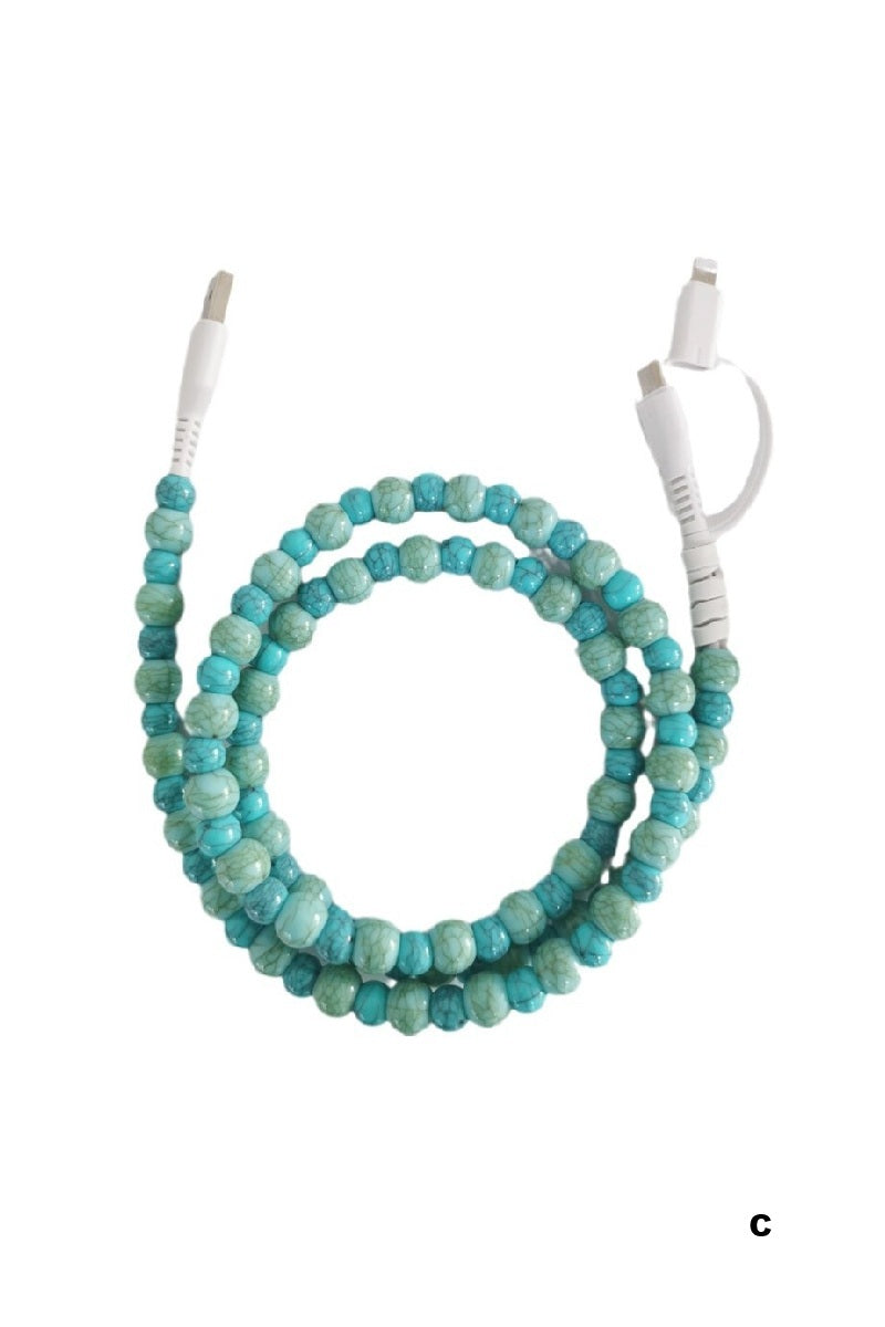 BEADED DUAL USB FAST CHARGING CABLE - UNIVERSAL