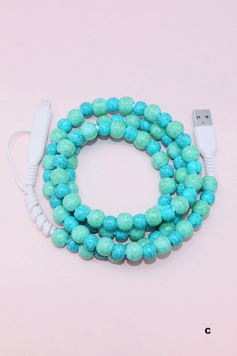 BEADED DUAL USB FAST CHARGING CABLE - UNIVERSAL