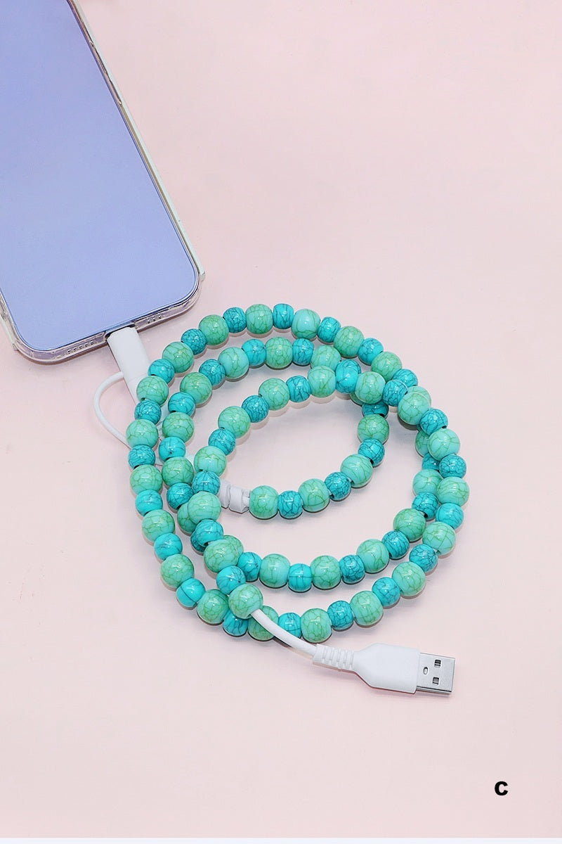 BEADED DUAL USB FAST CHARGING CABLE - UNIVERSAL