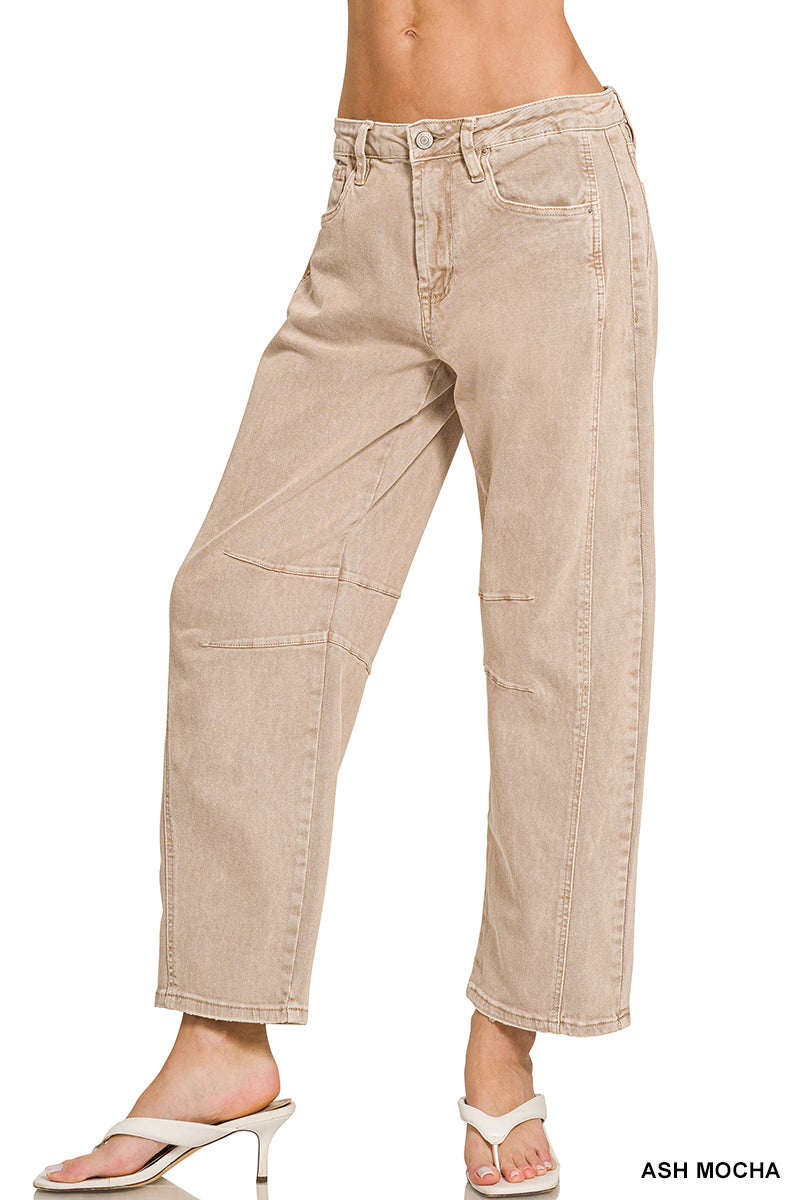 BARREL-LEG COLOR DENIM PANTS