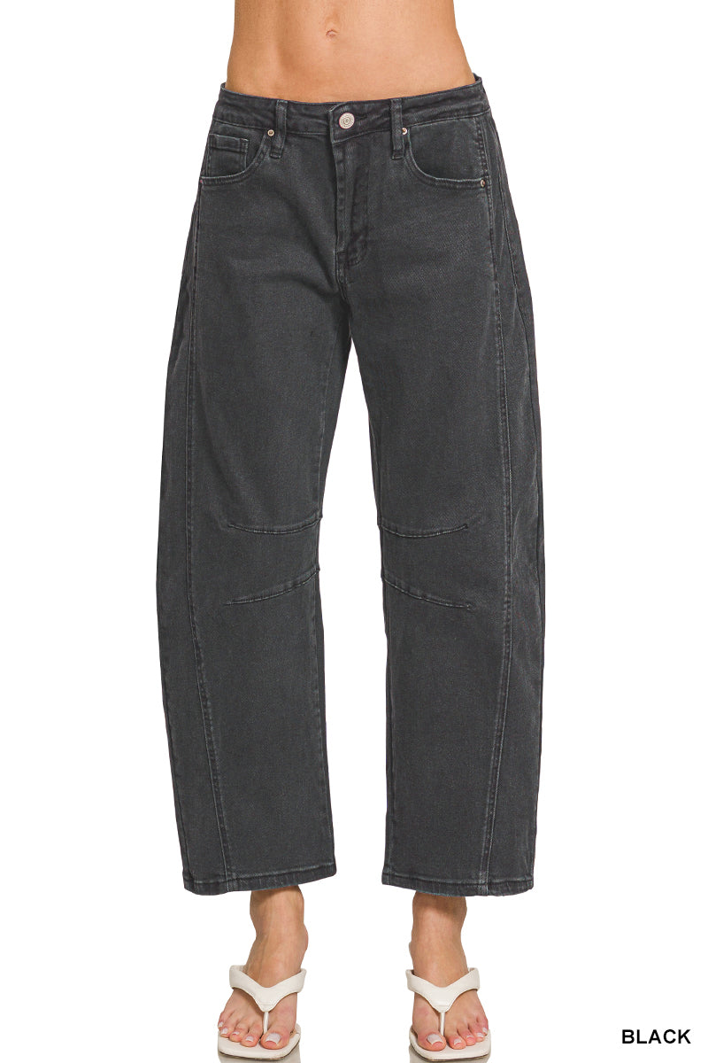 BARREL-LEG COLOR DENIM PANTS