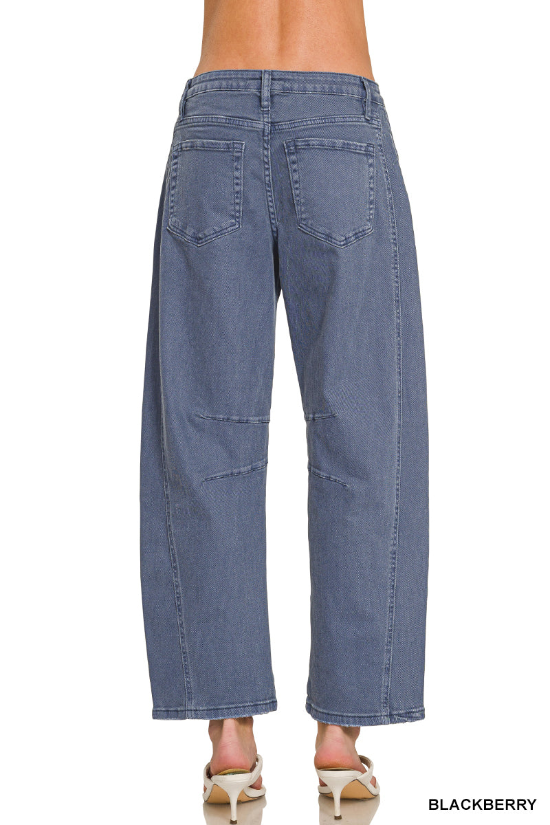 BARREL-LEG COLOR DENIM PANTS