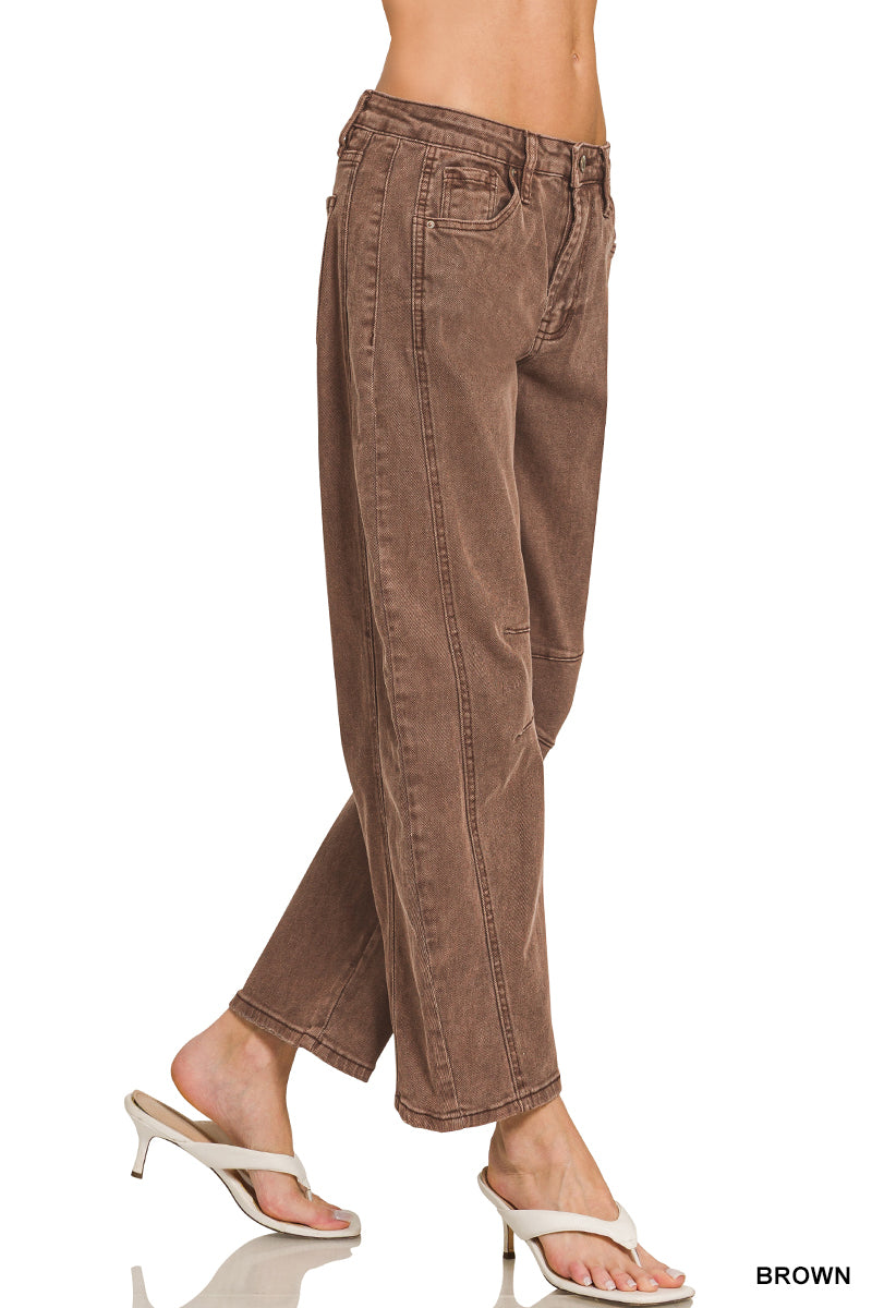 BARREL-LEG COLOR DENIM PANTS