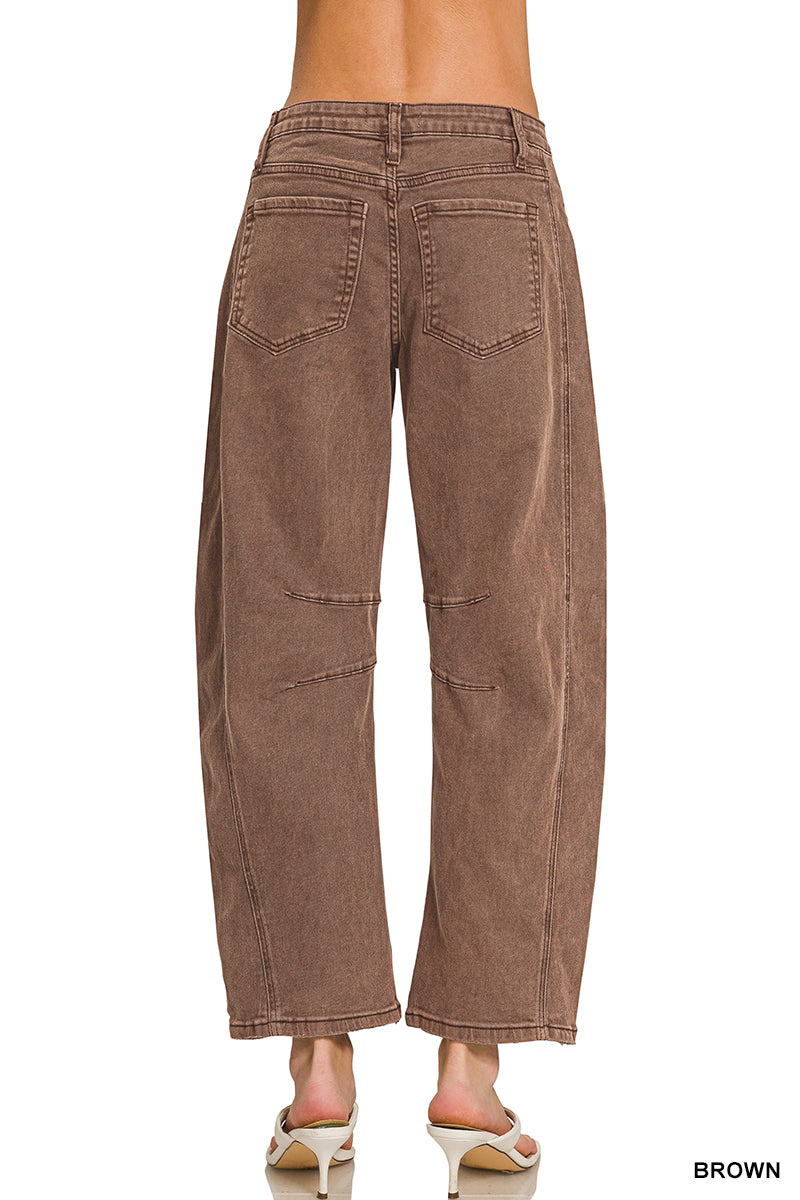 BARREL-LEG COLOR DENIM PANTS