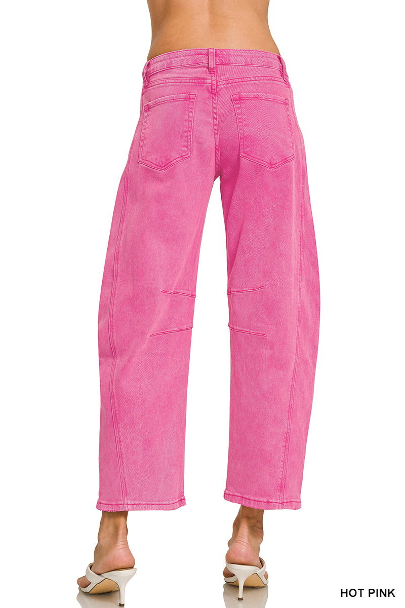 BARREL-LEG COLOR DENIM PANTS