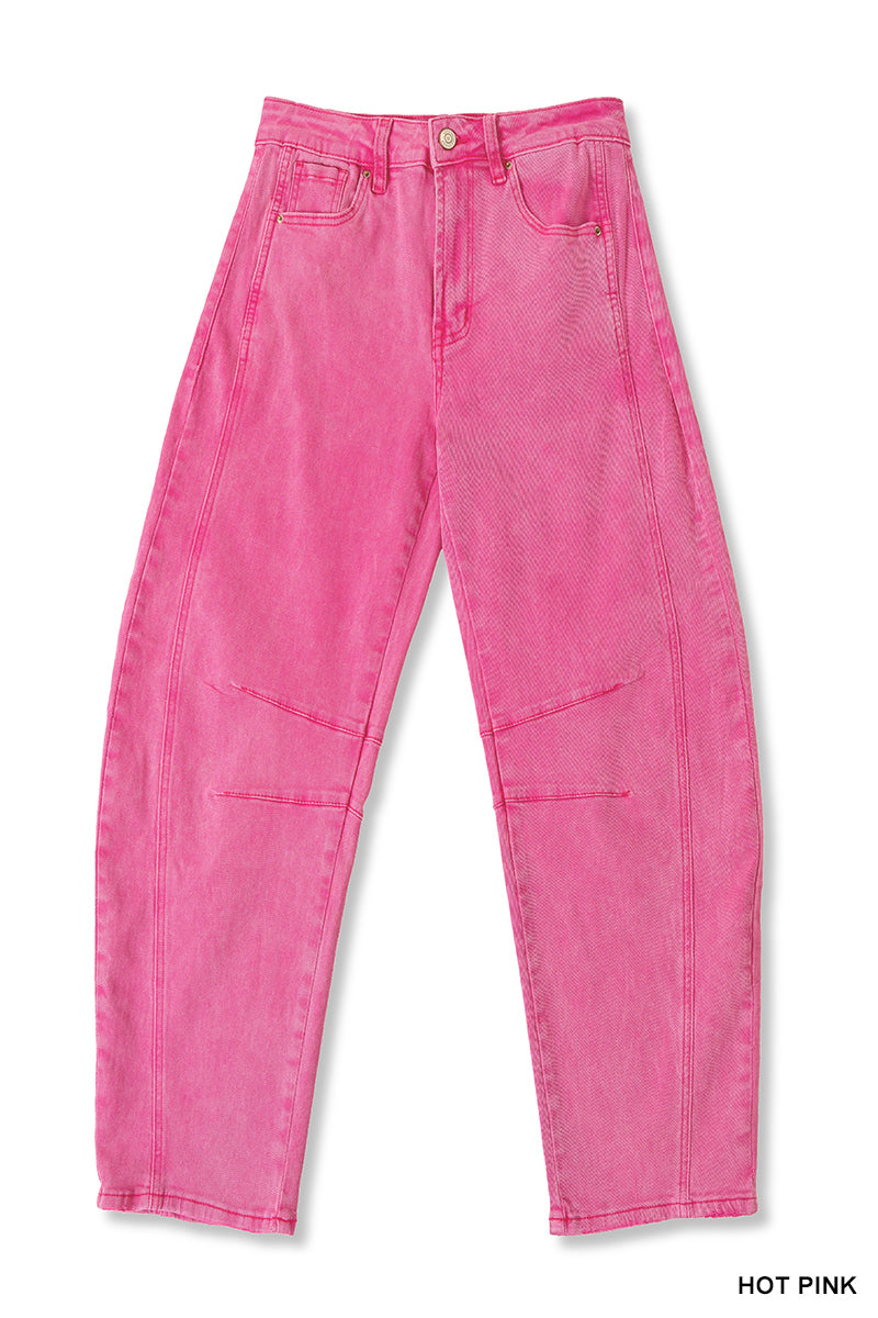 BARREL-LEG COLOR DENIM PANTS