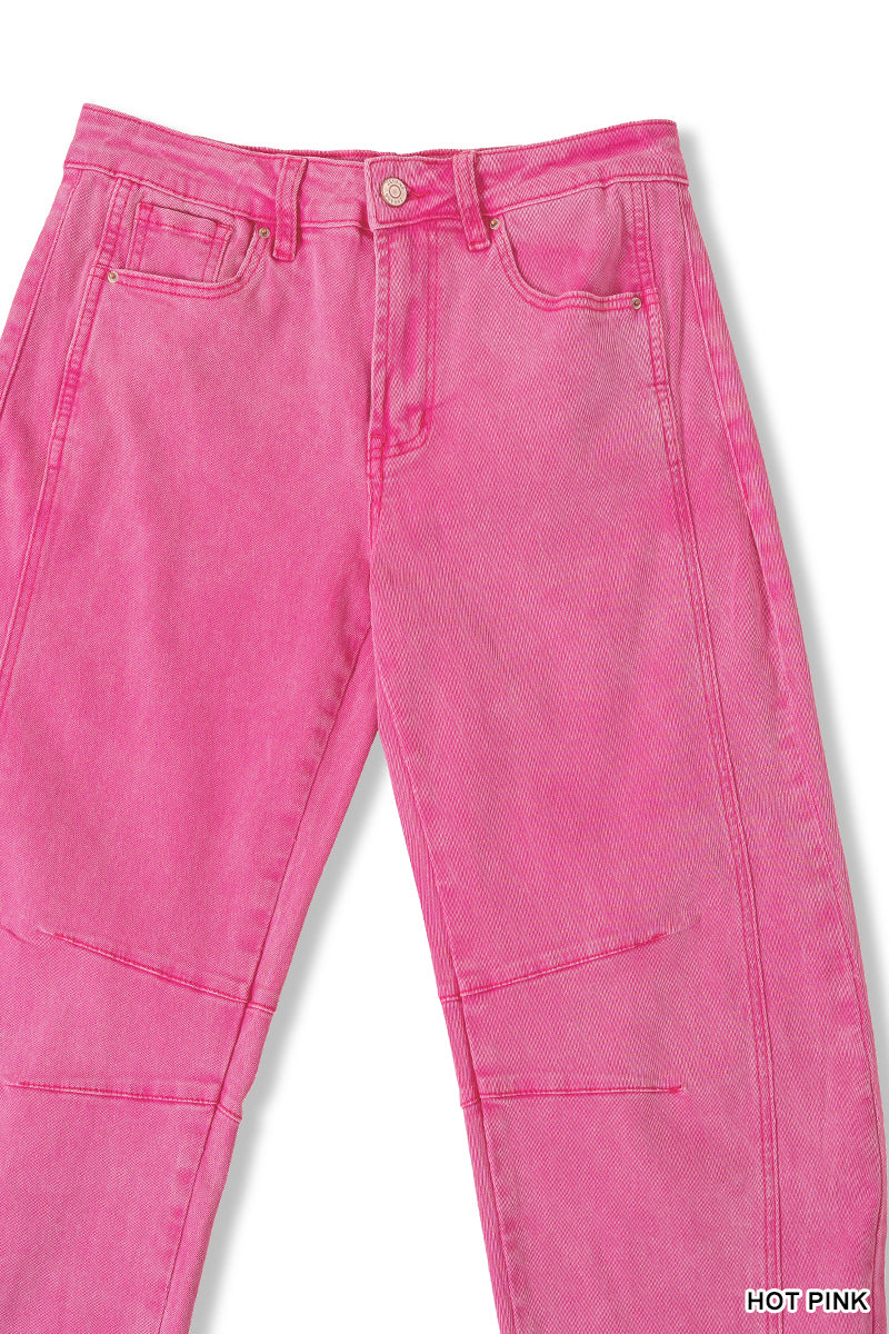 BARREL-LEG COLOR DENIM PANTS