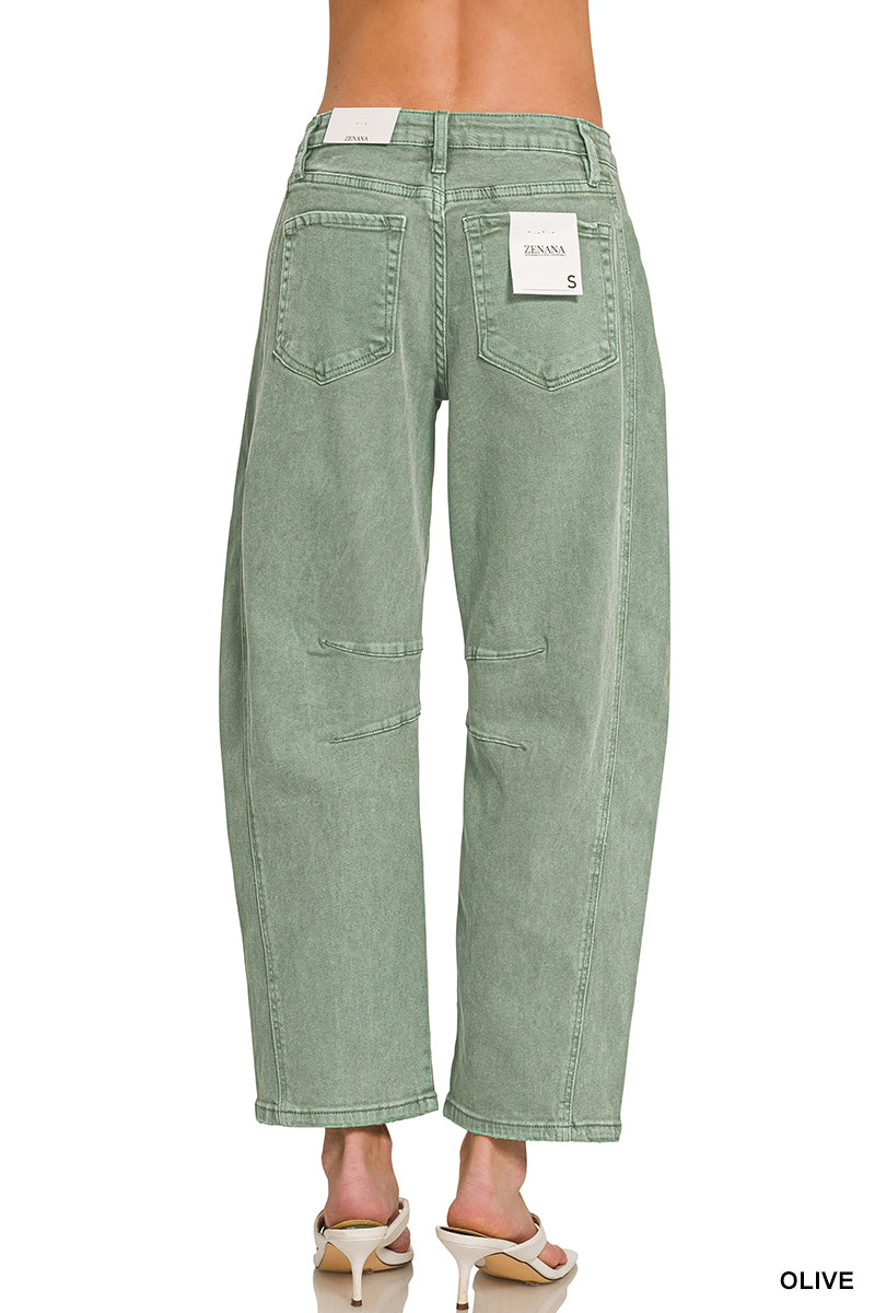 BARREL-LEG COLOR DENIM PANTS