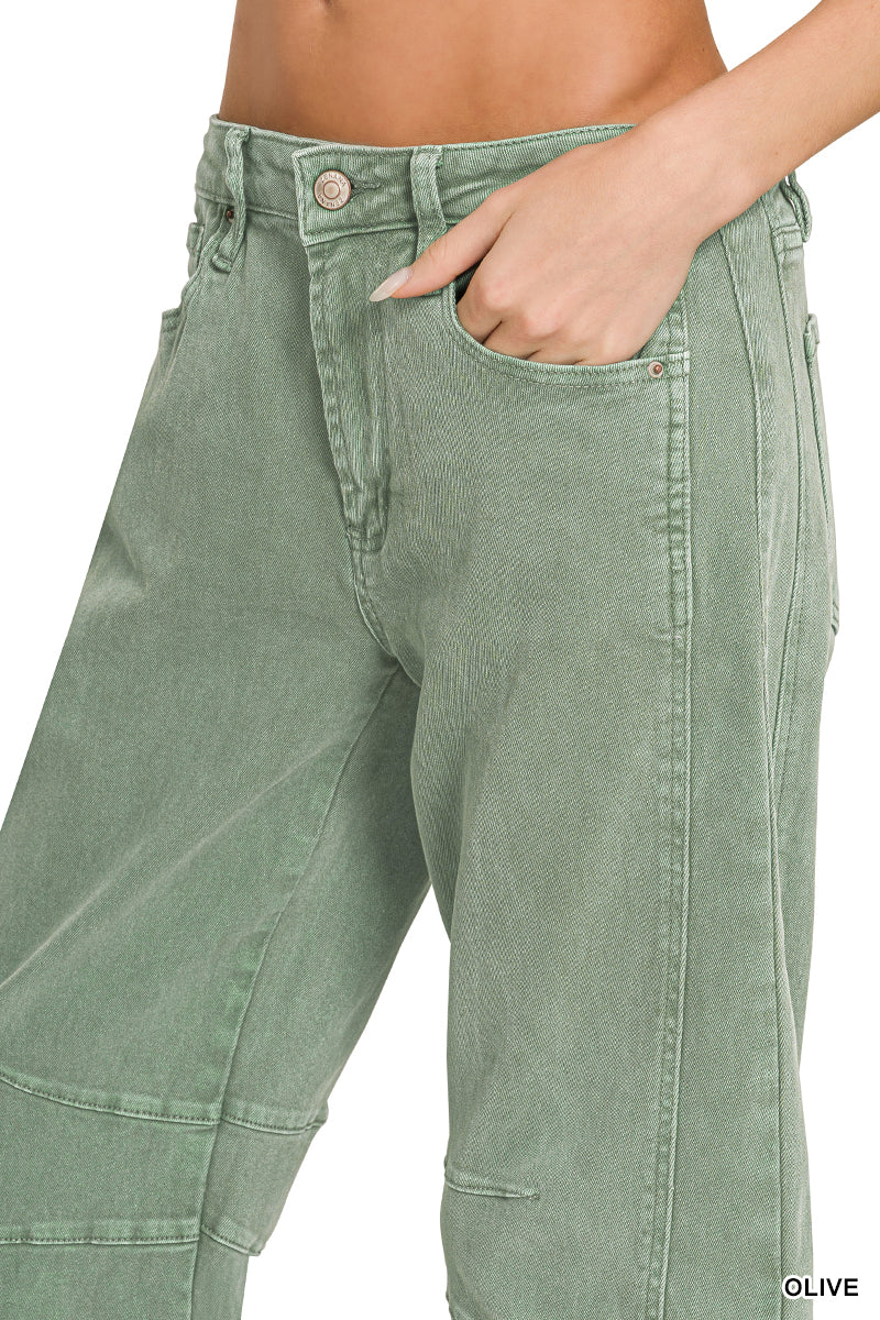 BARREL-LEG COLOR DENIM PANTS