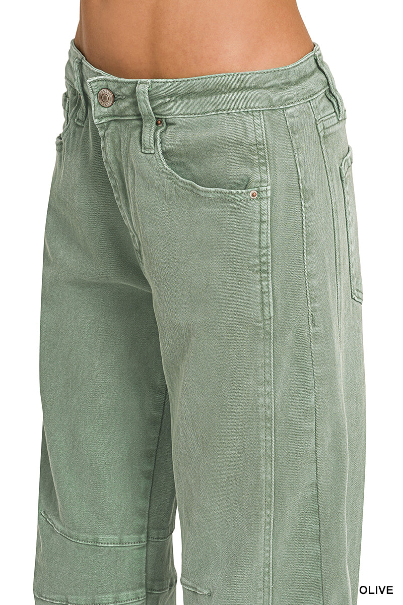 BARREL-LEG COLOR DENIM PANTS