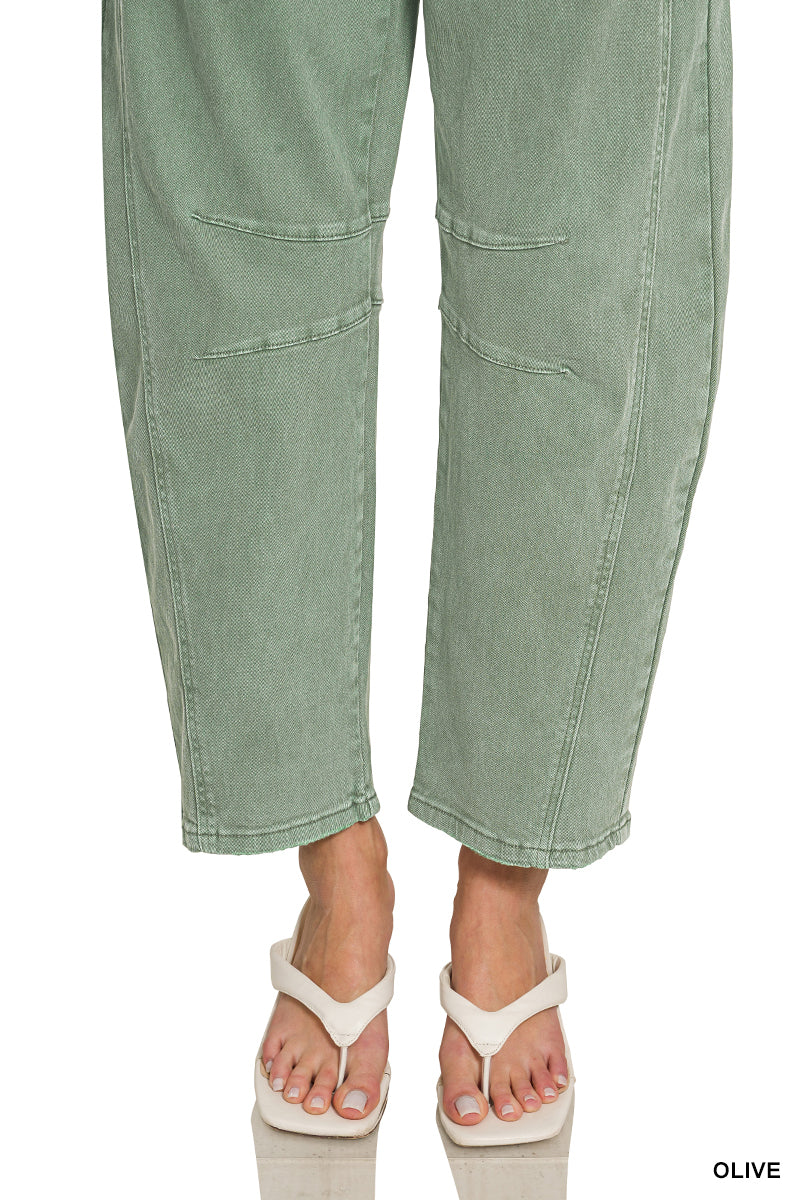 BARREL-LEG COLOR DENIM PANTS
