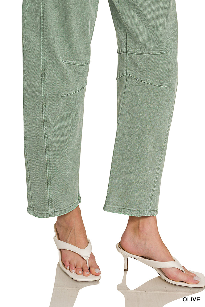 BARREL-LEG COLOR DENIM PANTS