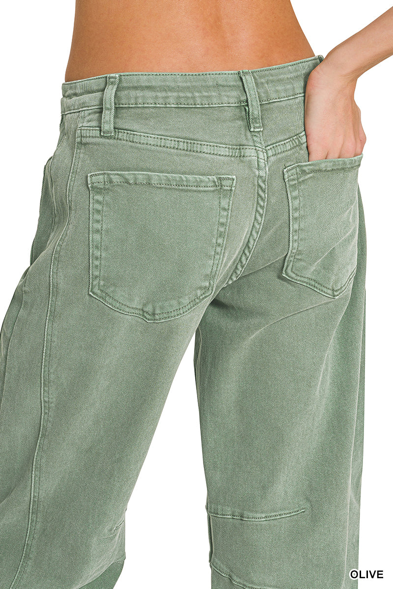 BARREL-LEG COLOR DENIM PANTS