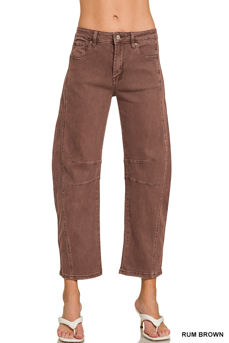 BARREL-LEG COLOR DENIM PANTS