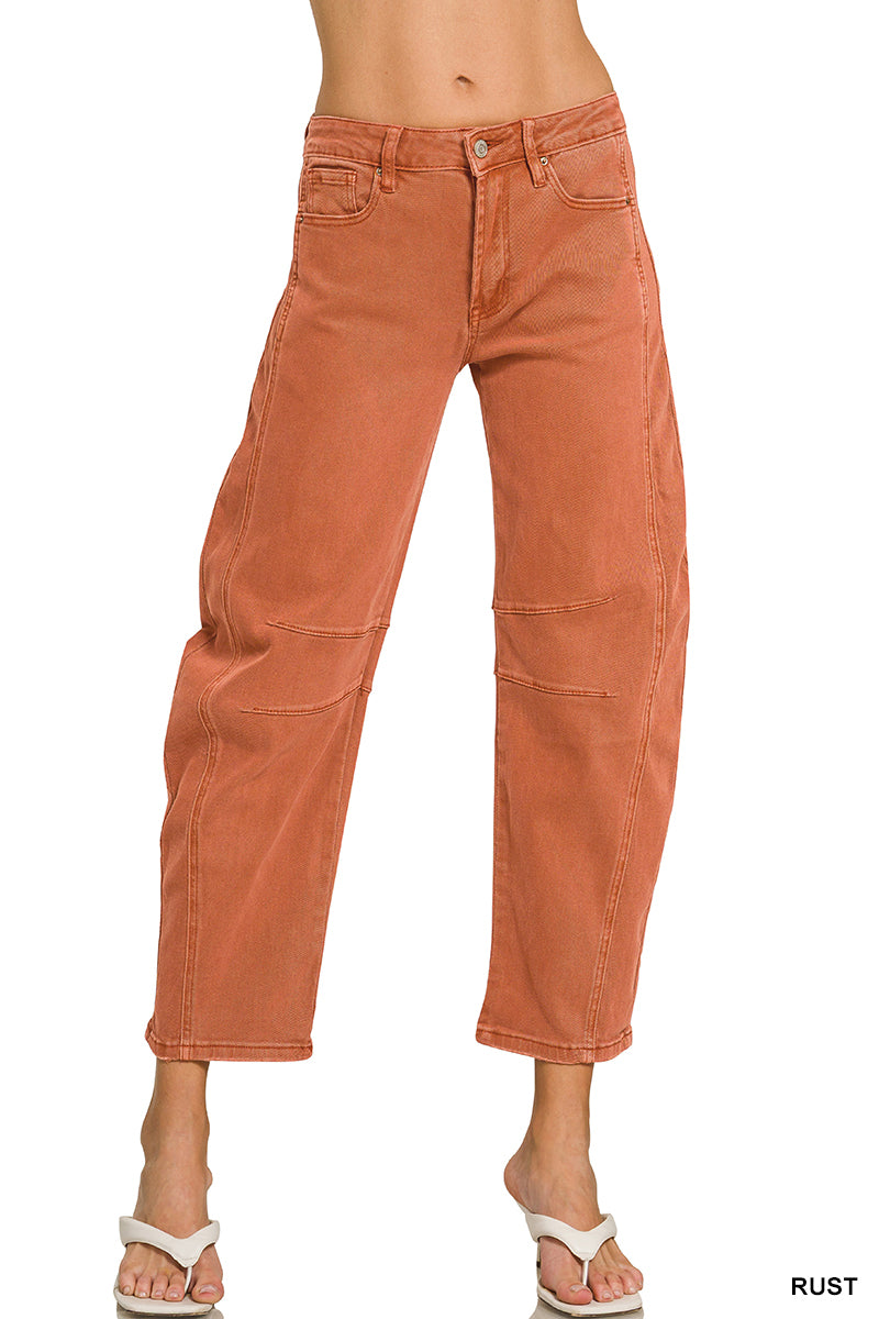 BARREL-LEG COLOR DENIM PANTS