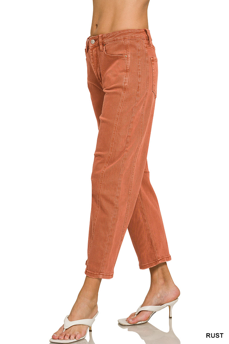 BARREL-LEG COLOR DENIM PANTS