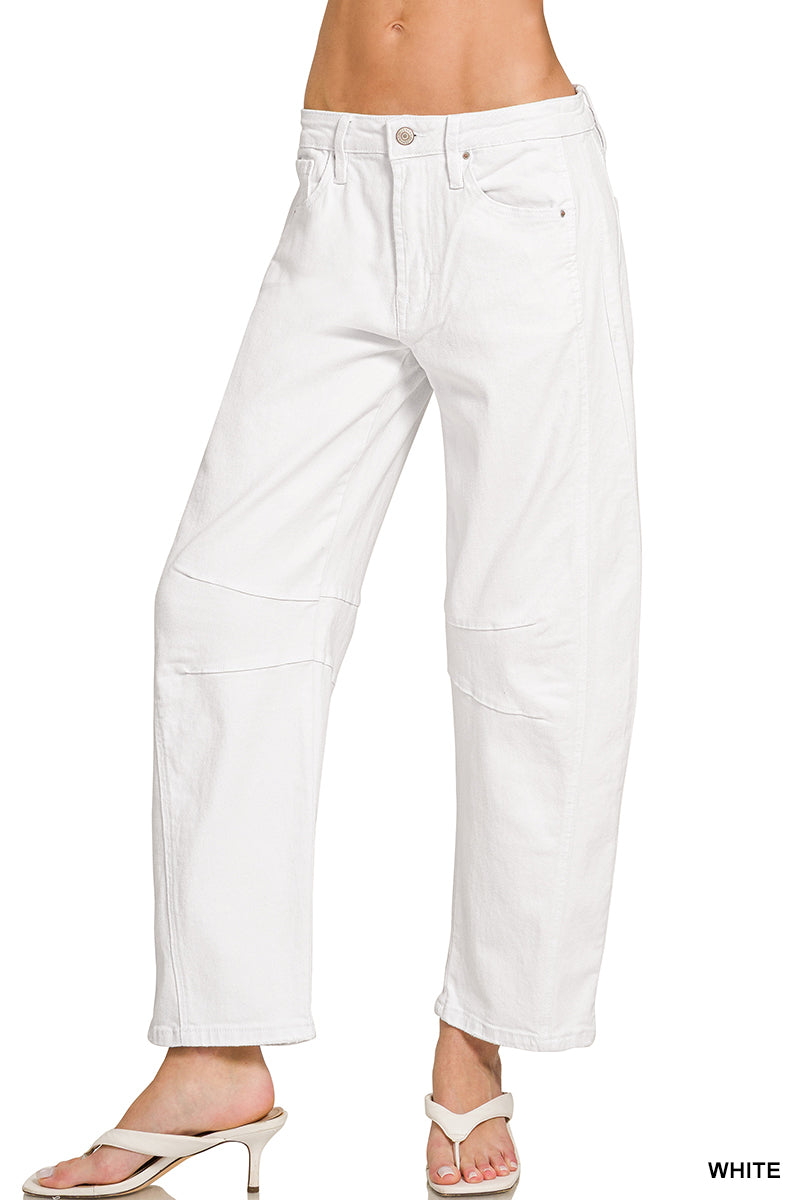 BARREL-LEG COLOR DENIM PANTS
