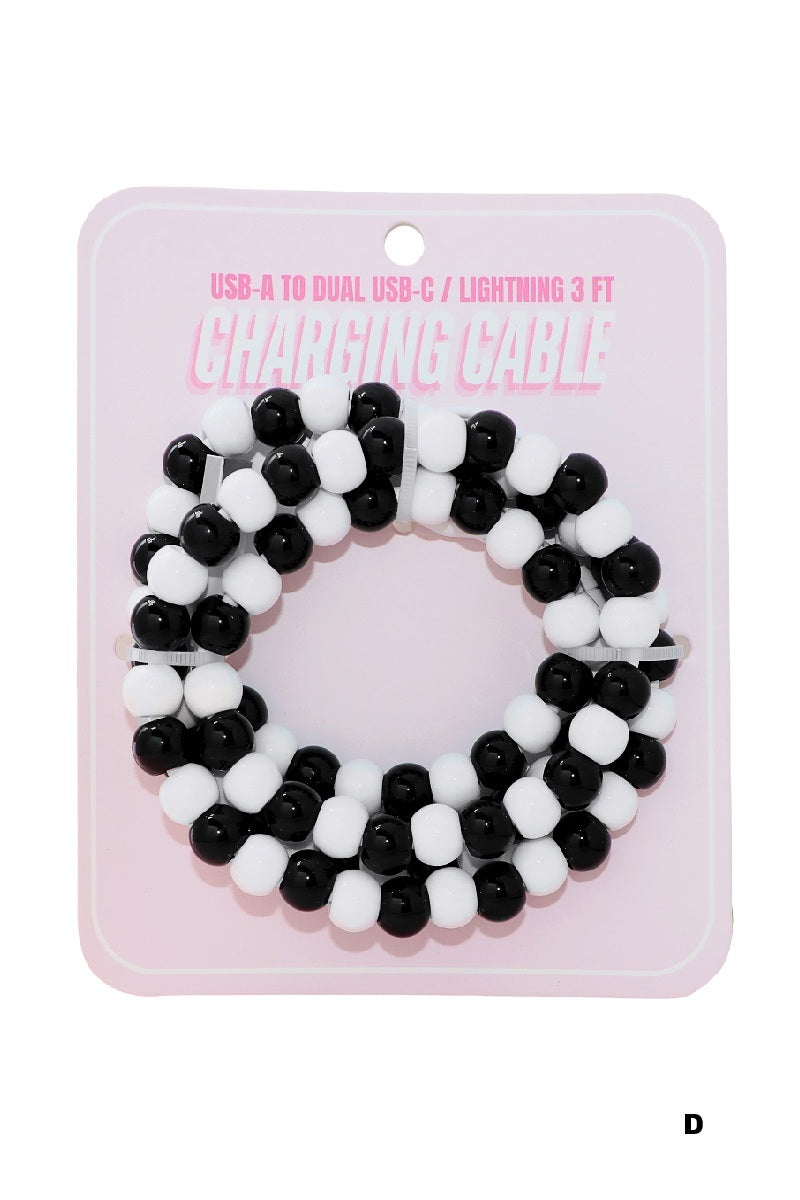 BEADED DUAL USB FAST CHARGING CABLE - UNIVERSAL