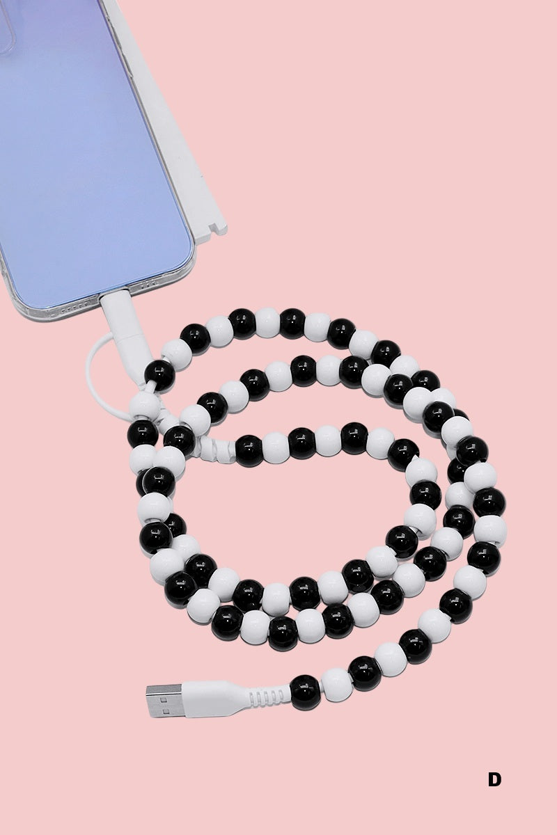 BEADED DUAL USB FAST CHARGING CABLE - UNIVERSAL