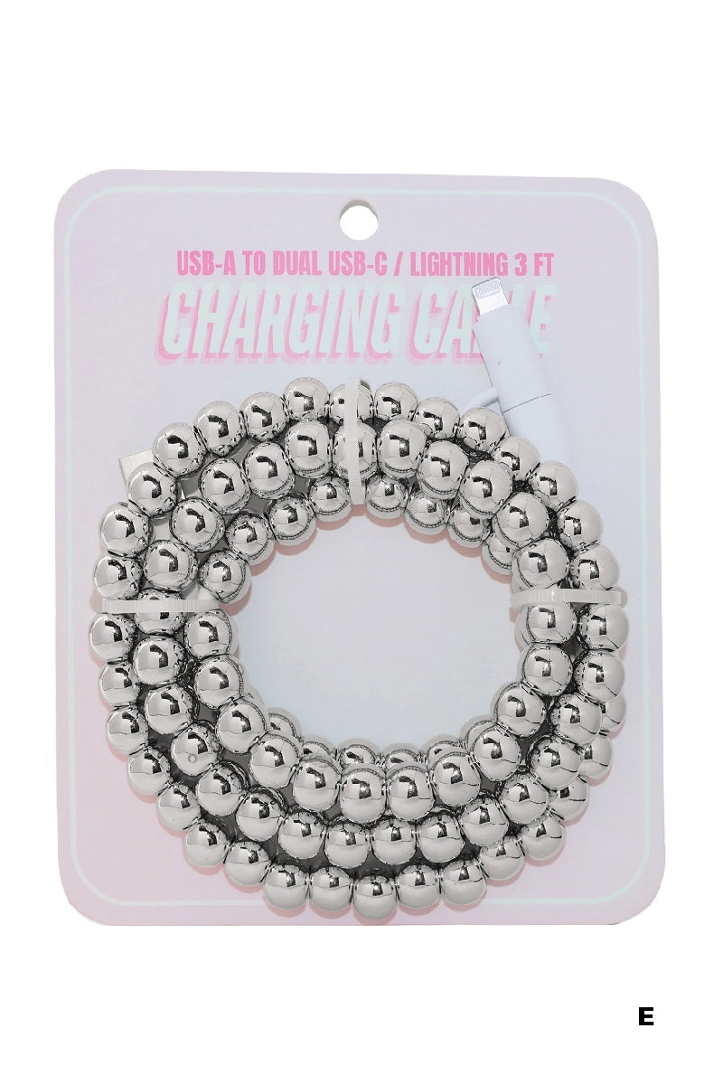 BEADED DUAL USB FAST CHARGING CABLE - UNIVERSAL