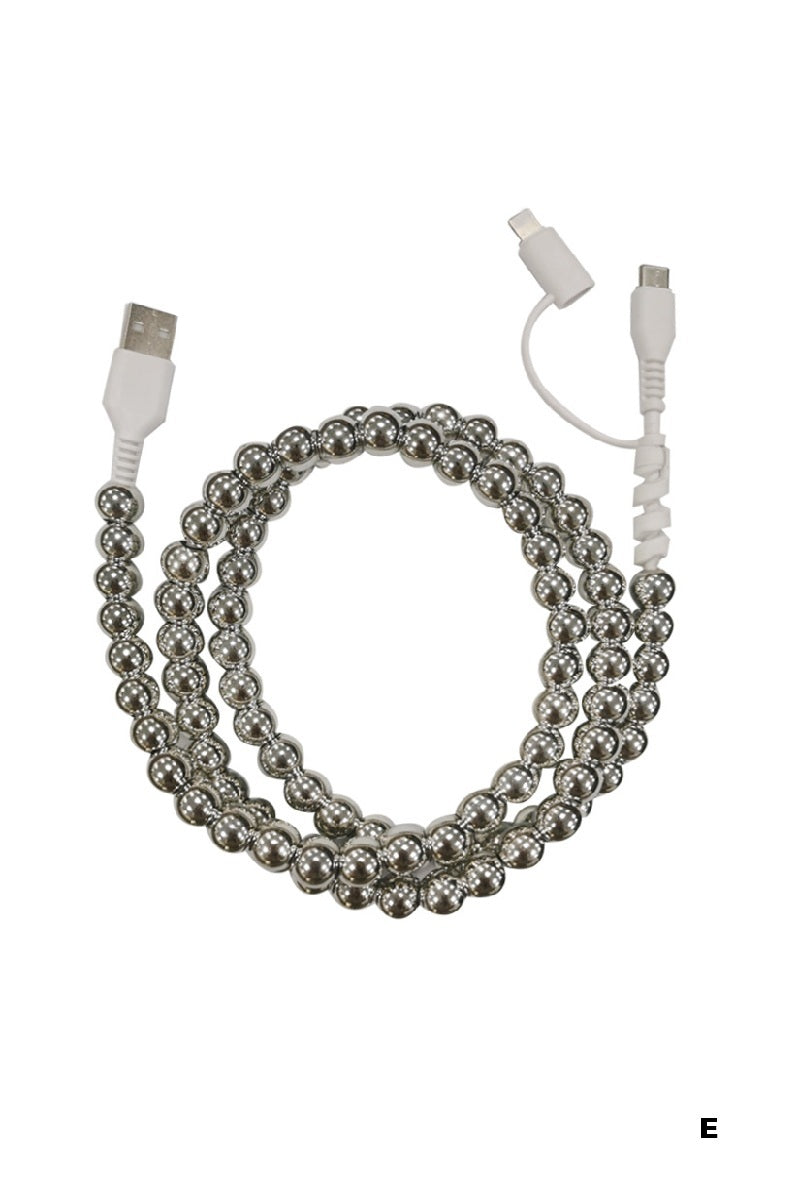 BEADED DUAL USB FAST CHARGING CABLE - UNIVERSAL
