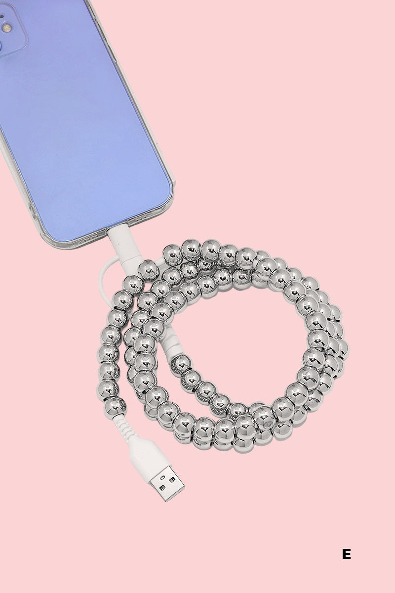 BEADED DUAL USB FAST CHARGING CABLE - UNIVERSAL