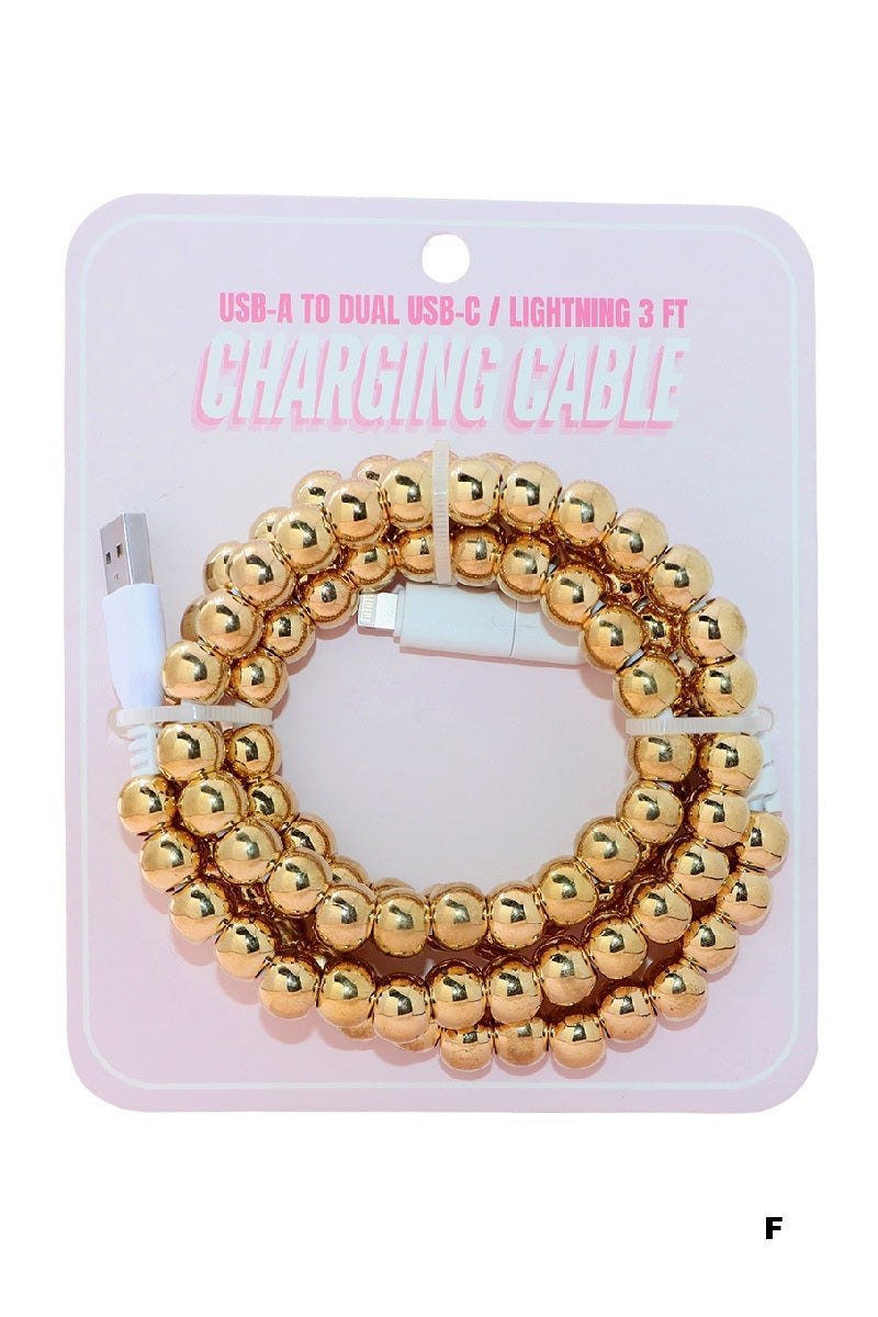 BEADED DUAL USB FAST CHARGING CABLE - UNIVERSAL