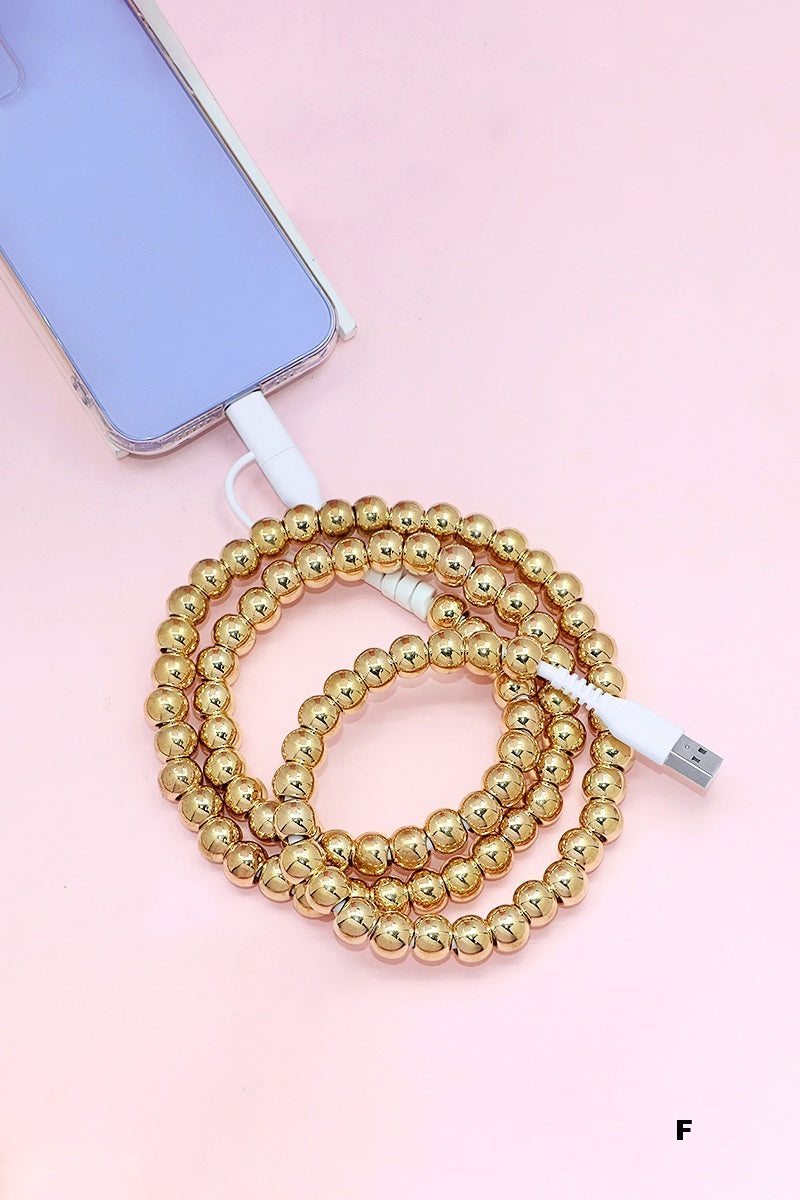 BEADED DUAL USB FAST CHARGING CABLE - UNIVERSAL