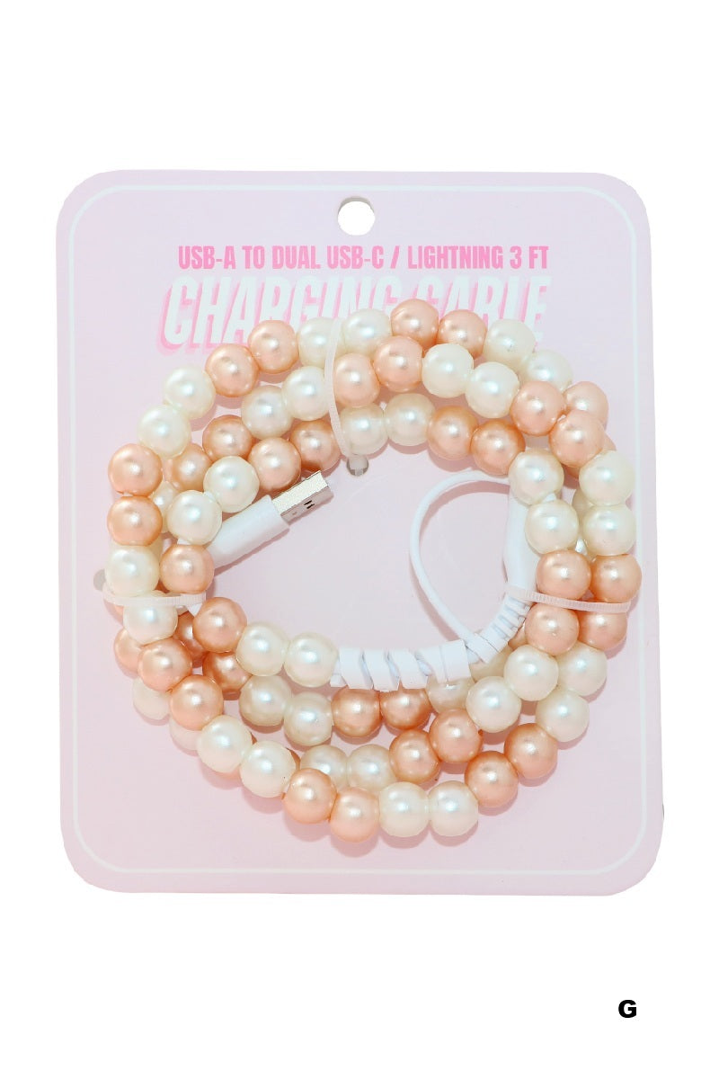 BEADED DUAL USB FAST CHARGING CABLE - UNIVERSAL