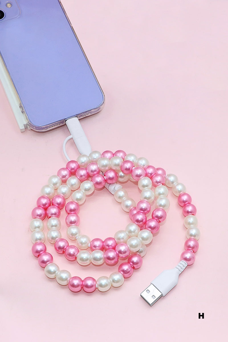 BEADED DUAL USB FAST CHARGING CABLE - UNIVERSAL
