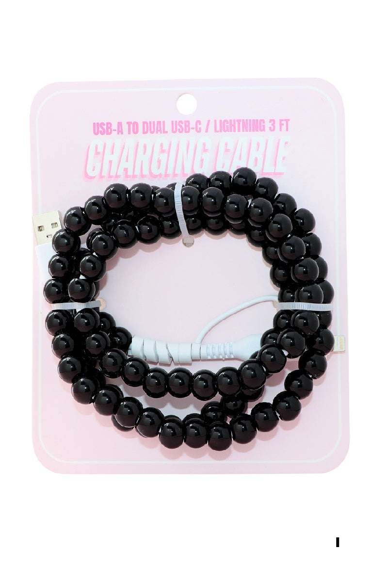 BEADED DUAL USB FAST CHARGING CABLE - UNIVERSAL