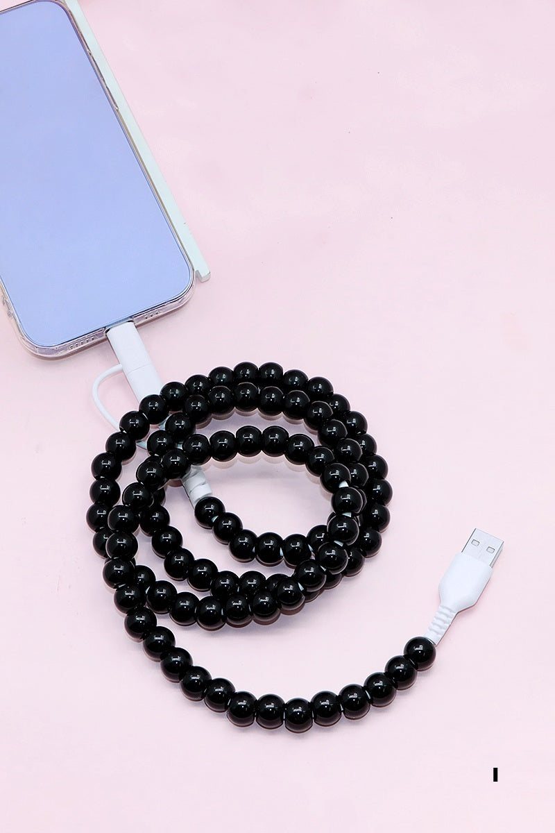 BEADED DUAL USB FAST CHARGING CABLE - UNIVERSAL