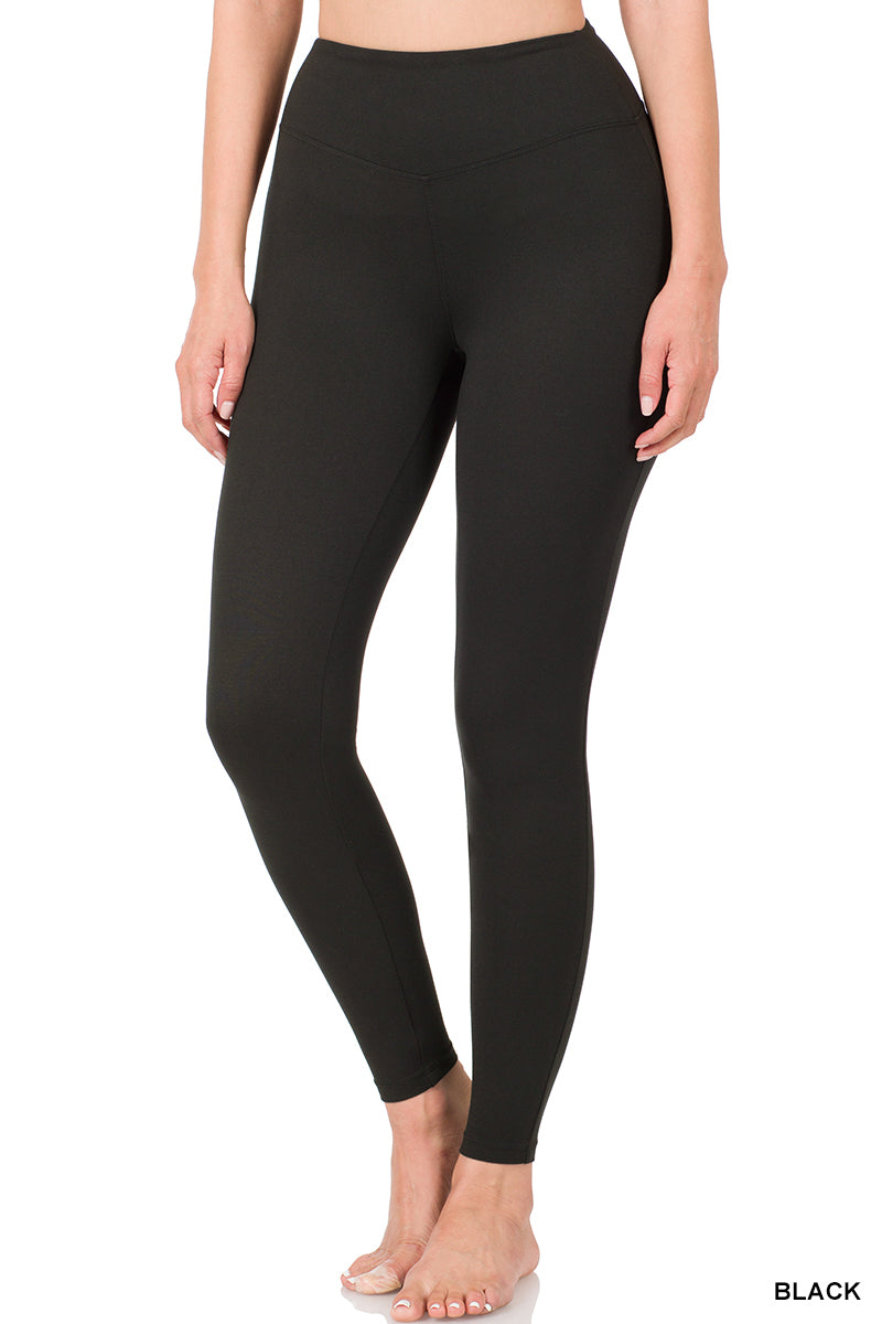 PREMIUM MICROFIBER WIDE WAISTBAND LEGGINGS Zenana